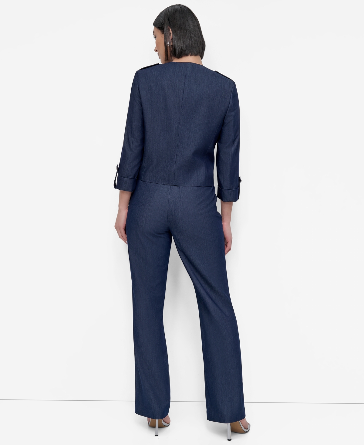 DKNY WOMEN'S ROLL-TAB-SLEEVE ZIP-FRONT JACKET 