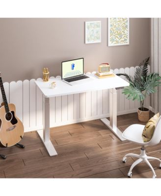 E7-COMMERCIAL 48  W Electric Adjustable Standing Desk, Rectangular Chipboard Top and Base , All White