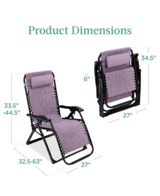 Oversized Zero Gravity Chair, Folding Recliner w/ Removable Cushion, Side Tray