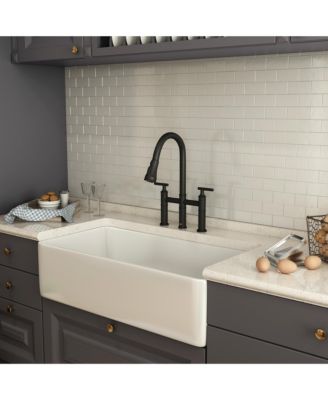 23.6" Bridge Kitchen Faucet with Pull Down Sprayer Bridge Faucet 3 Holes Double Handle Kitchen Faucet Brass Kitchen Faucets