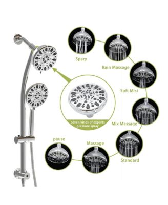 Multi Function Dual Shower Head - Shower System with 4.7" Rain Showerhead, 7-Function Hand Shower, Adjustable Slide Bar