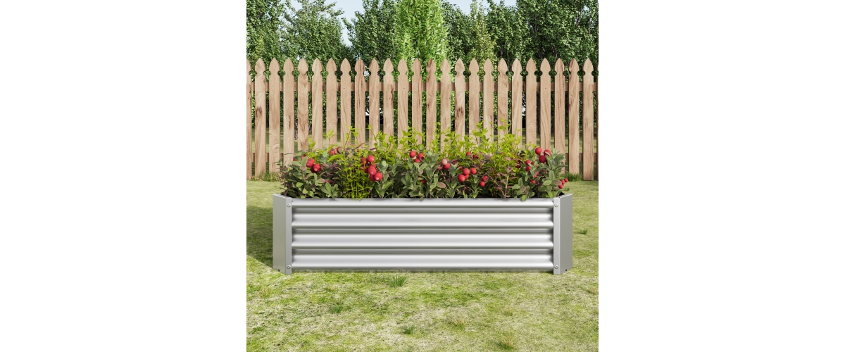 Galvanized Planter Bed,Galvanized Raised Garden Bed Kit, Galvanized Planter Raised Garden Boxes Outdoor, Oval Large Metal Raised Garden Beds for Veget
