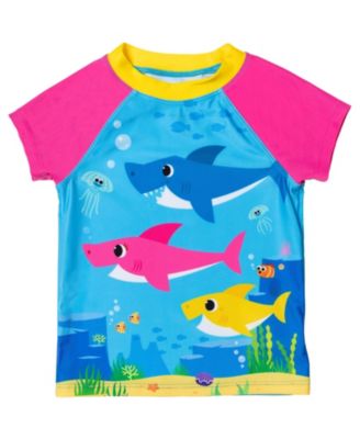 Baby Girls Shark Shark Rash Guard Tankini Top and Bikini Bottom 3 Piece Swimsuit Set
