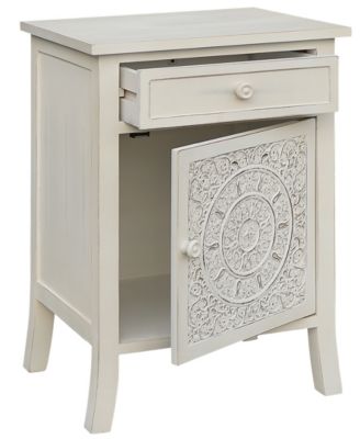 Gallerie Decor Antiqued Carved Side Table