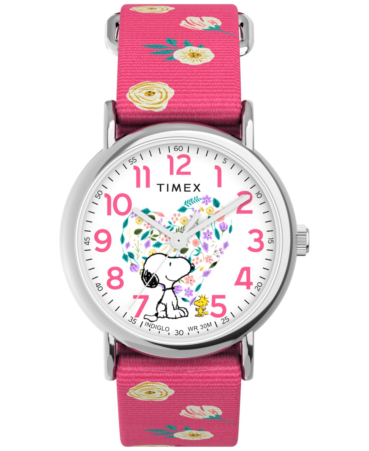 Женские часы Timex Quartz Analog Pink Nylon Watch, 38mm — фото 1