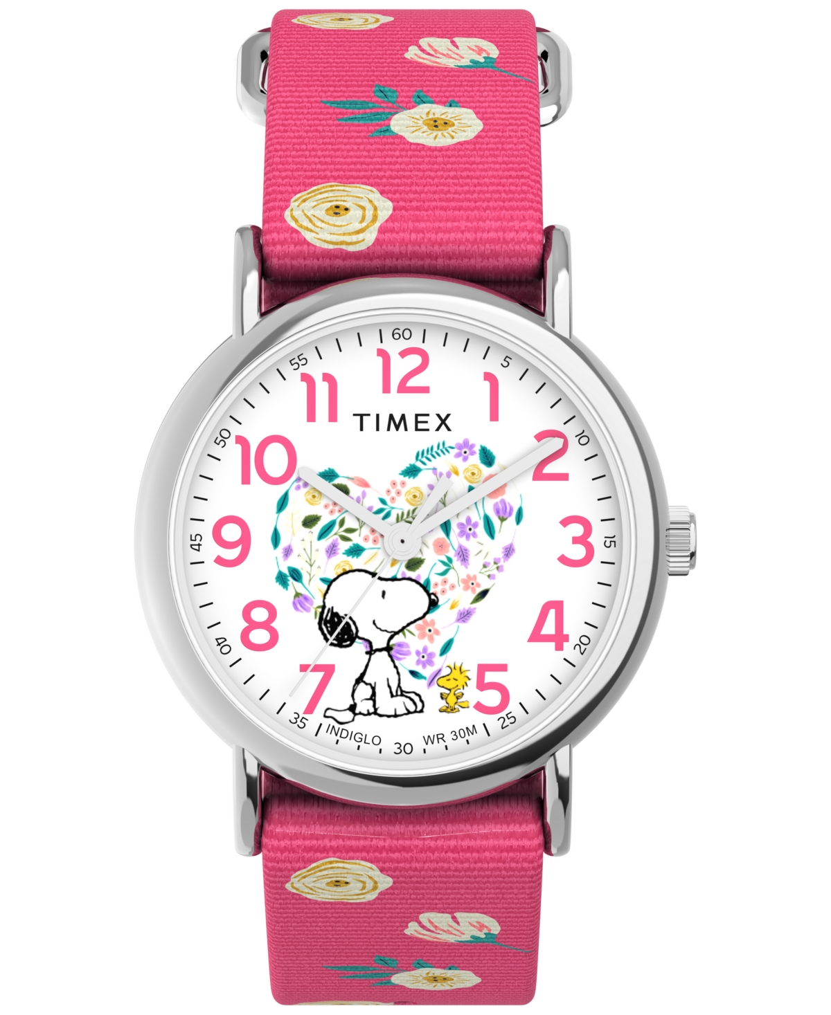 Women's Quartz Analog Pink Nylon Watch, 38mm - Pink