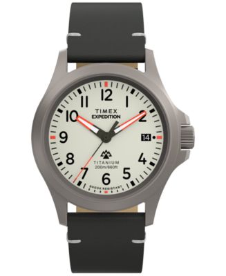 Timex Men's Quartz Analog Black Leather Watch, 38mm - Macy's