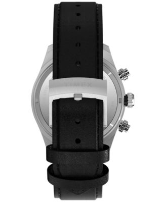 Men's Quartz Analog Black Leather Watch, 39mm
