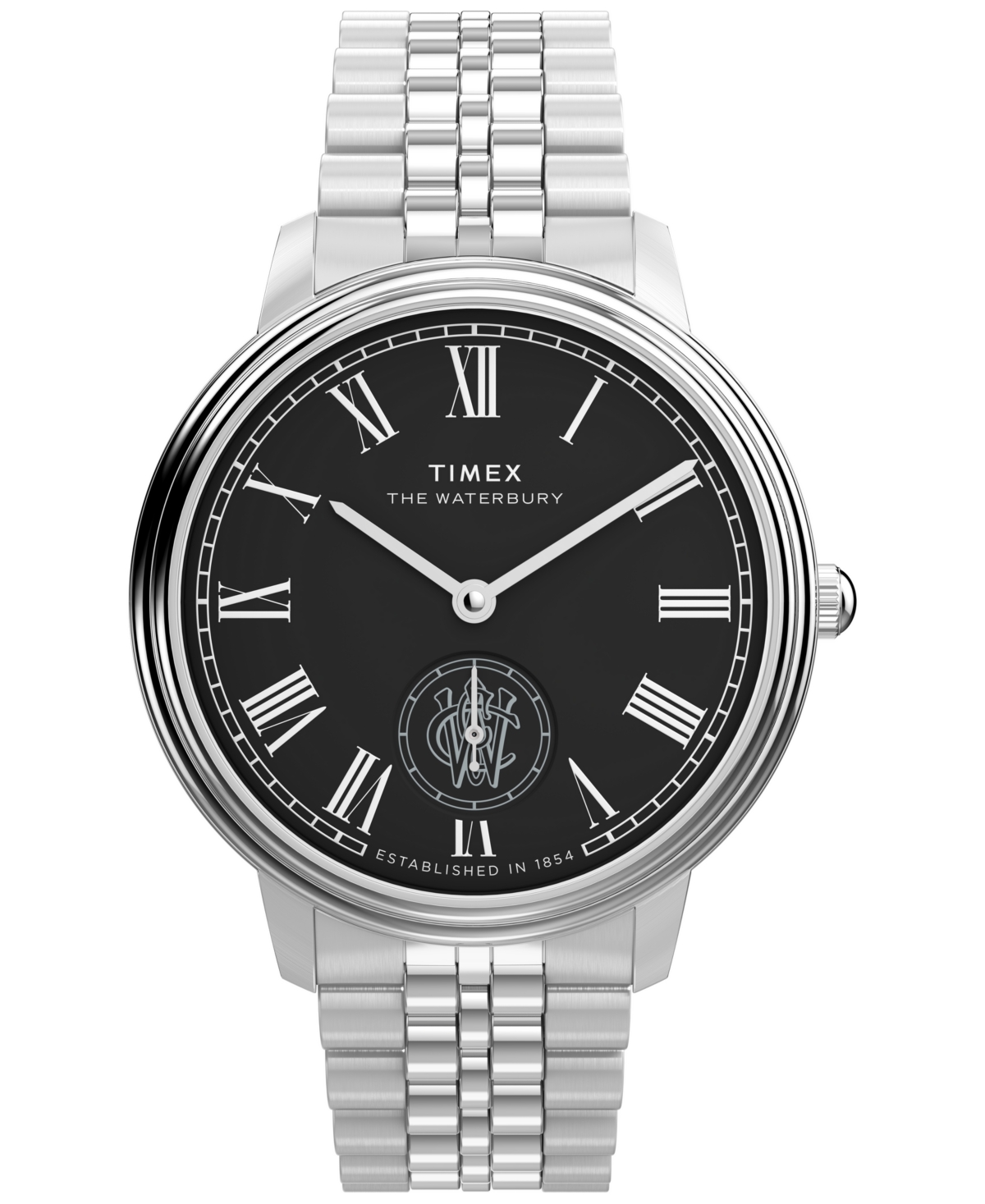 Men's Quartz Analog Silver-Tone Stainless Steel Watch, 39mm - Silver-tone