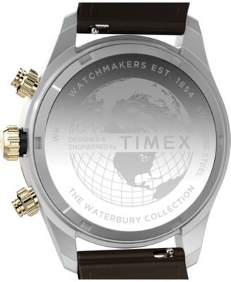 Men's Quartz Analog Brown Leather Watch, 39mm