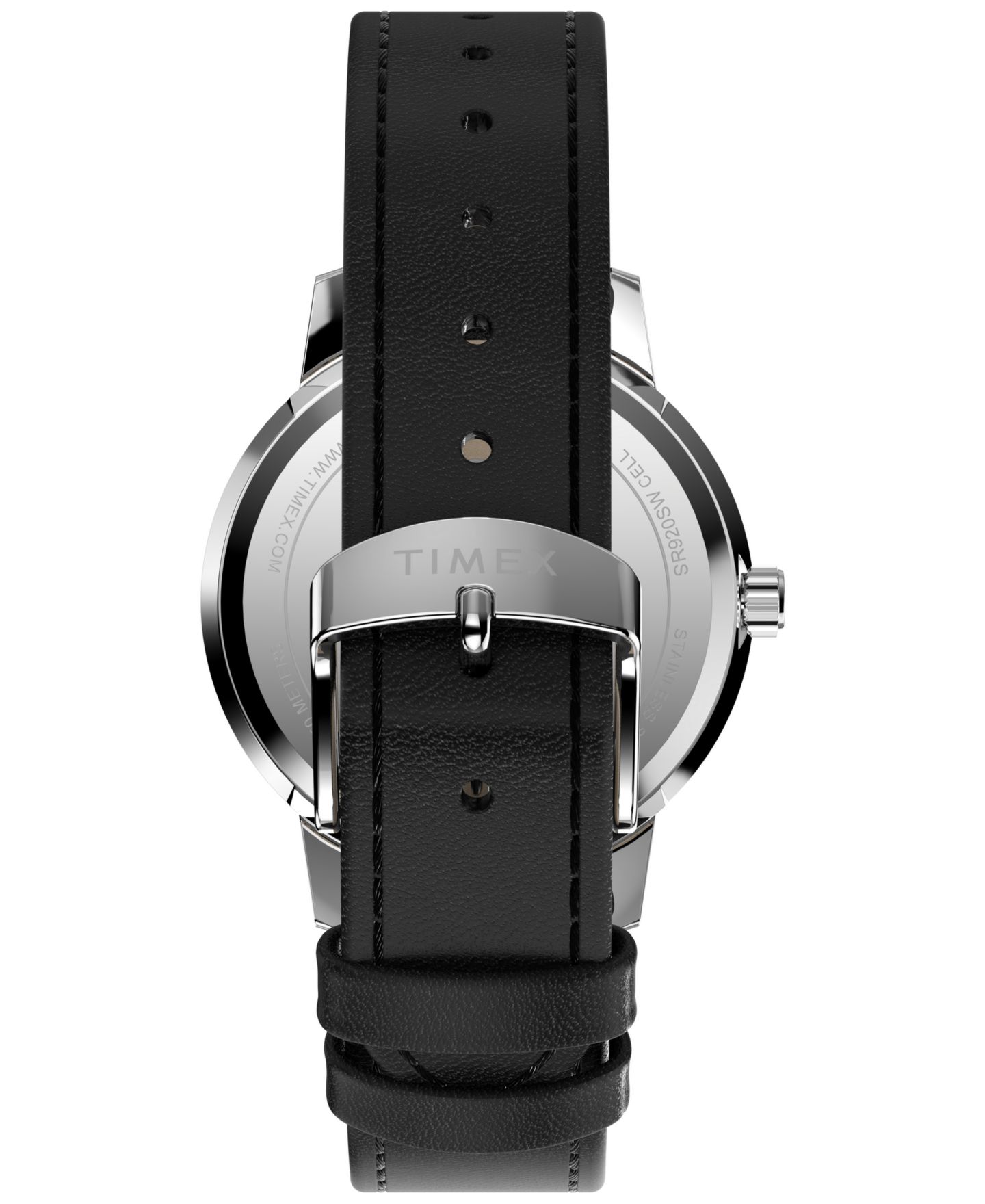 Часы Timex Unisex Quartz Analog Black Leather Watch, 38mm — фото 3
