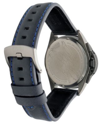 Men's P-51 Mustang Blakeslee Chronograph Blue Leather Strap Watch, 43mm