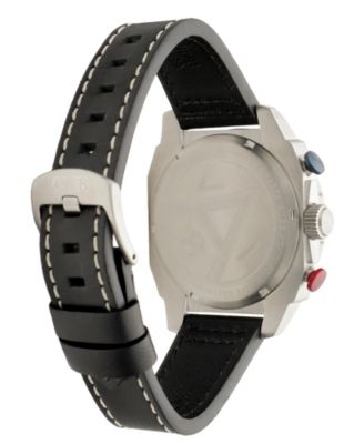 Men's Hawker Hunter Atlas Dual-Time Chronograph Black Leather Strap Watch, 43mm