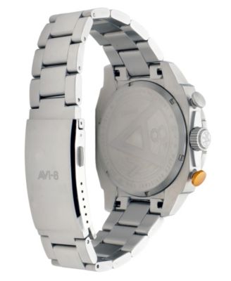 Men's Hawker Hunter Atlas Dual-Time Chronograph Solid Stainless Steel Bracelet Watch, 44mm