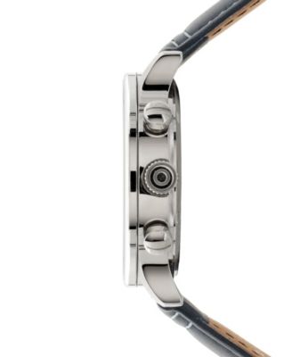 Men's Hawker Hurricane Classic Chronograph Blue Leather Strap Watch, 43.5mm