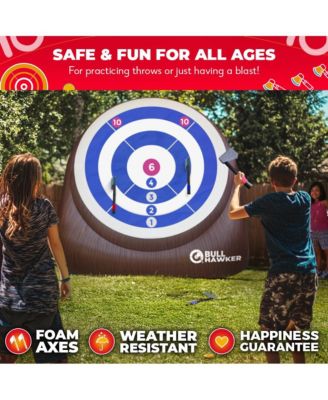 Bull Hawker | Giant Axe Darts (Over 6ft Tall) w/ 15+ Games | Axe Throwing Game for Backyard w/ Air Pump | Carnival Game