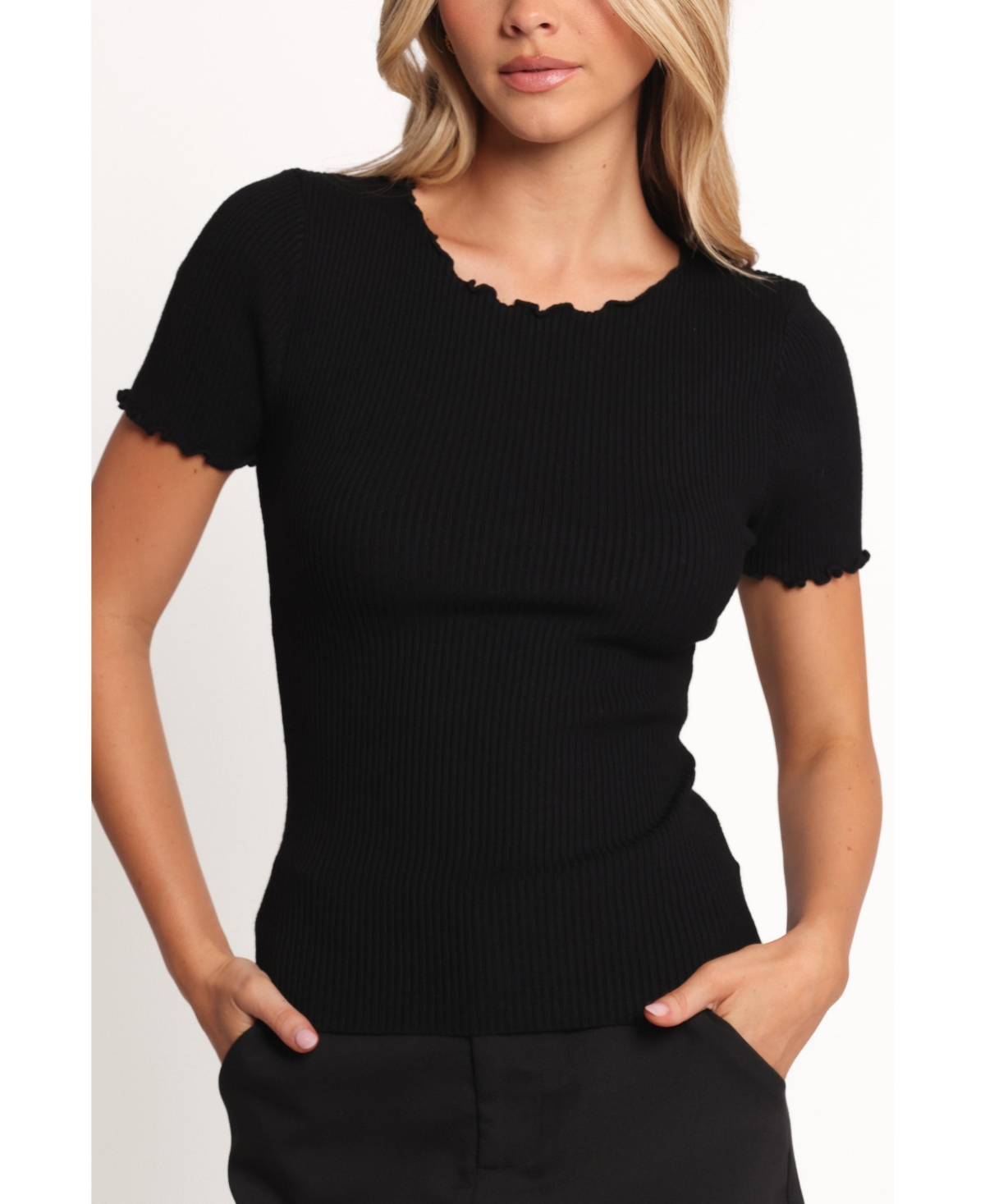 Women's Kya Short Sleeve Knit Top - Gray