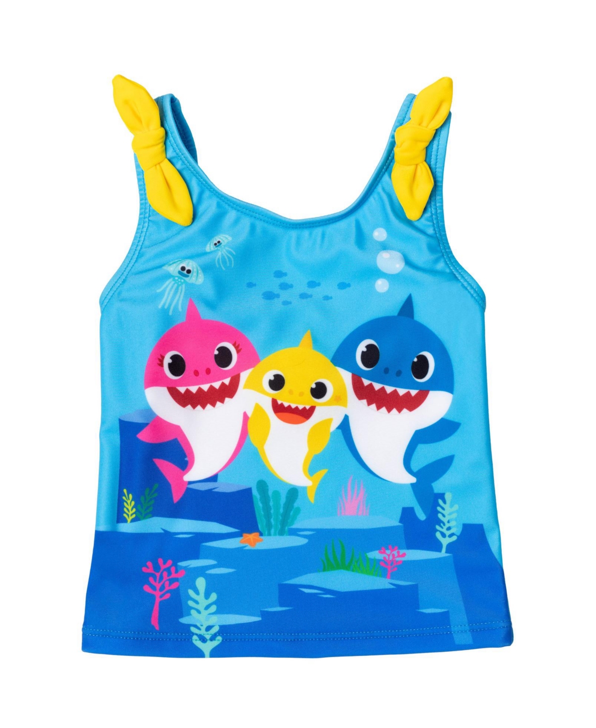 Baby Shark Toddler Girls Rash Guard Tankini Top and Bikini Bottom 3 Piece Swimsuit Set
