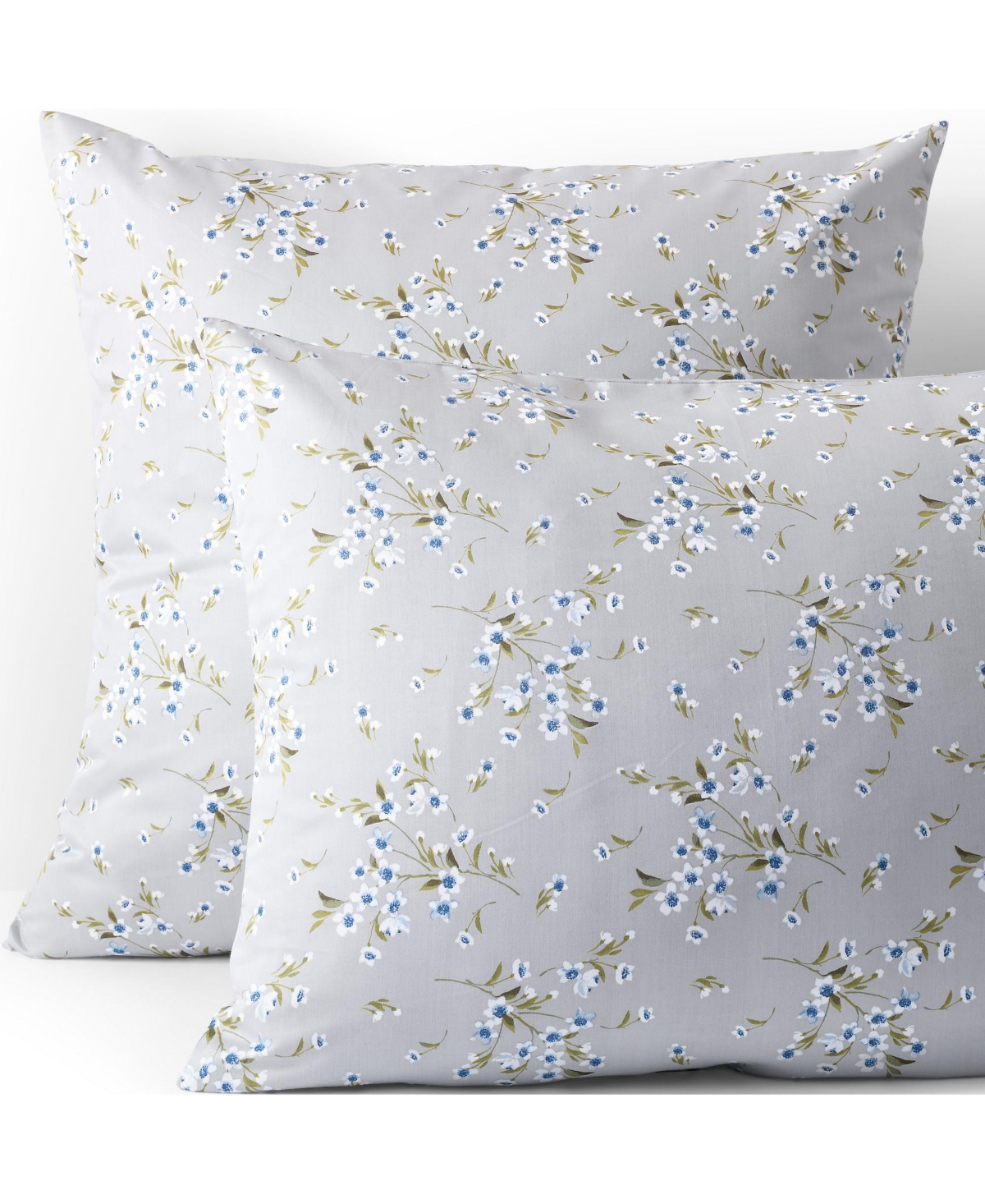 700 Thread Count Luxe Sateen Egyptian Cotton No Iron Bed Pillow Sham - Light fog snow drop floral