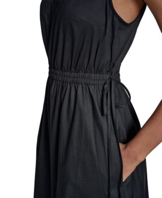 Women's Cotton Drawstring Sleeveless Midi Dress