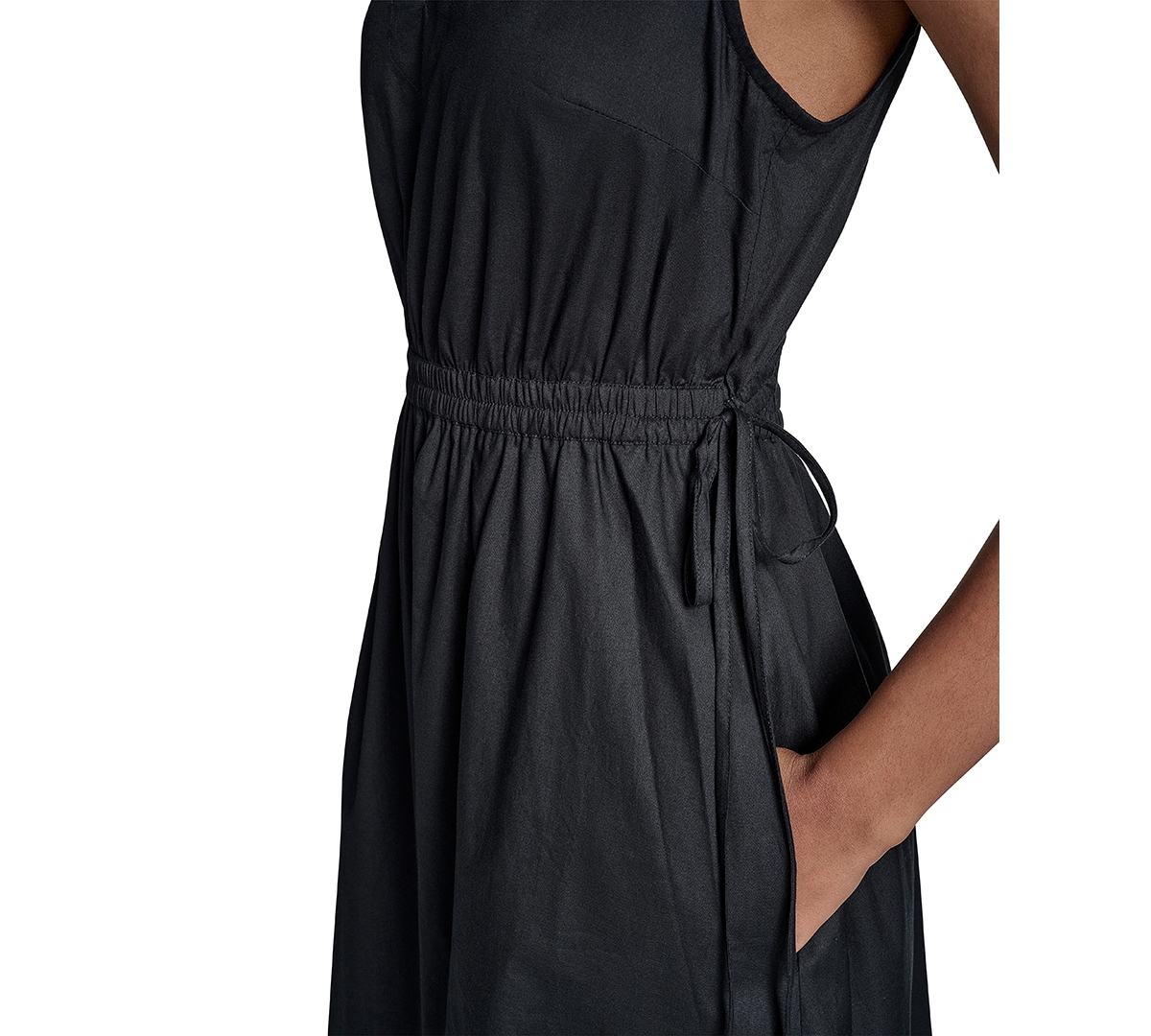 Shop Calvin Klein Women's Cotton Drawstring Sleeveless Midi Dress