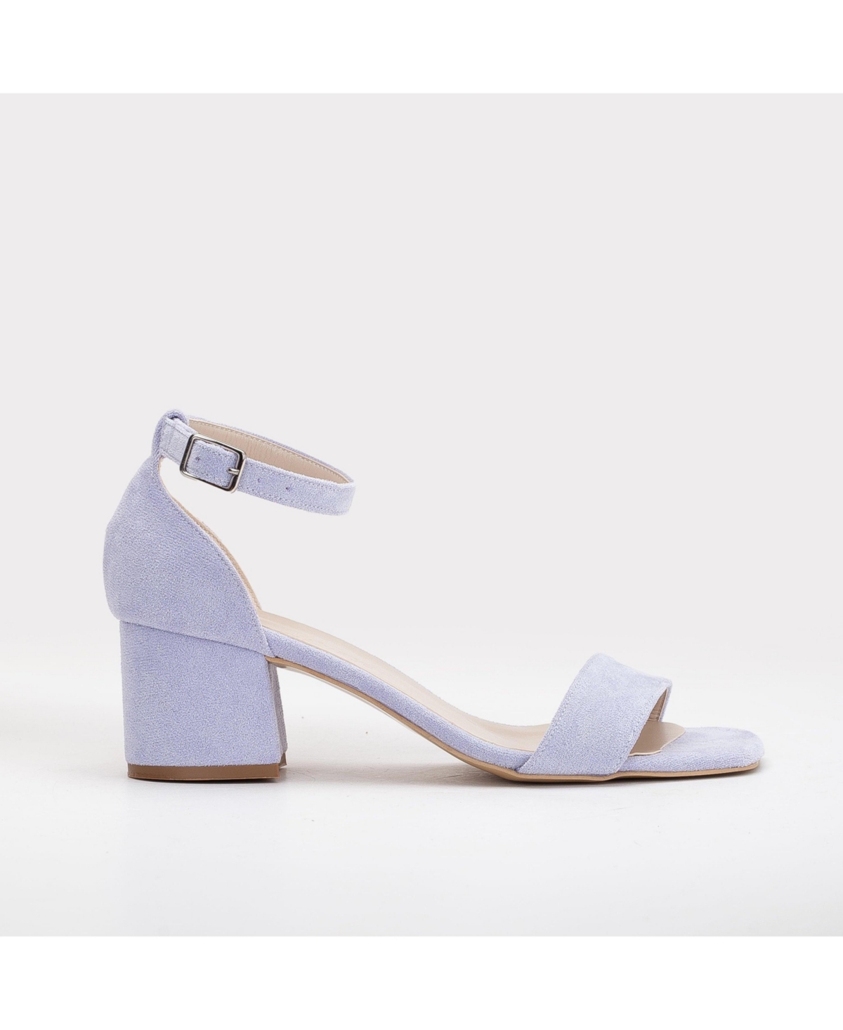 Iva Low Block Heel Sandals - Ivory faux leather