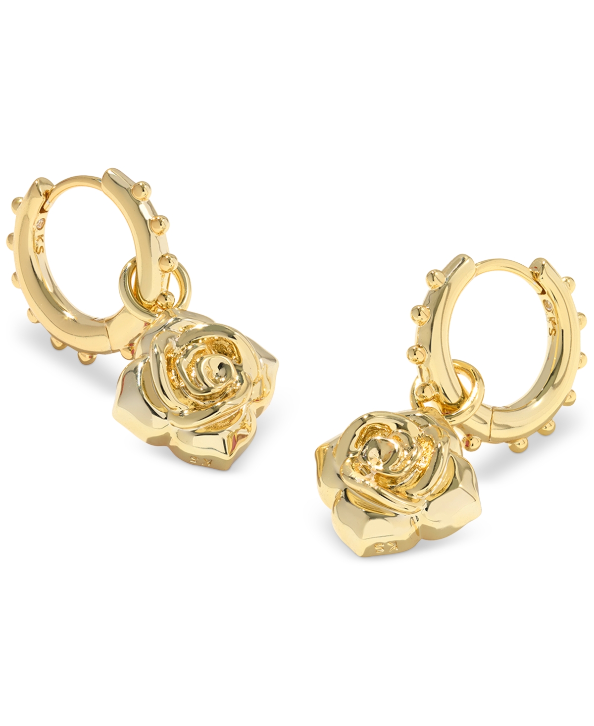 Kendra Scott 14k Gold-plated Removable Rose Charm Huggie Hoop Earrings In Gold Blush Ivory Mother Of Pearl