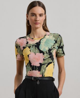 Lauren Ralph Lauren - Petite Floral Stretch Cotton Crewneck Tee