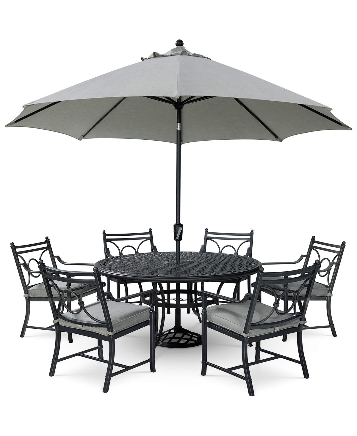 AGIO WYTHBURN OUTDOOR DINING 7PC SET (60" ROUND TABLE & 6 SCROLL DINING CHAIRS), CREATED FOR MACY'S 