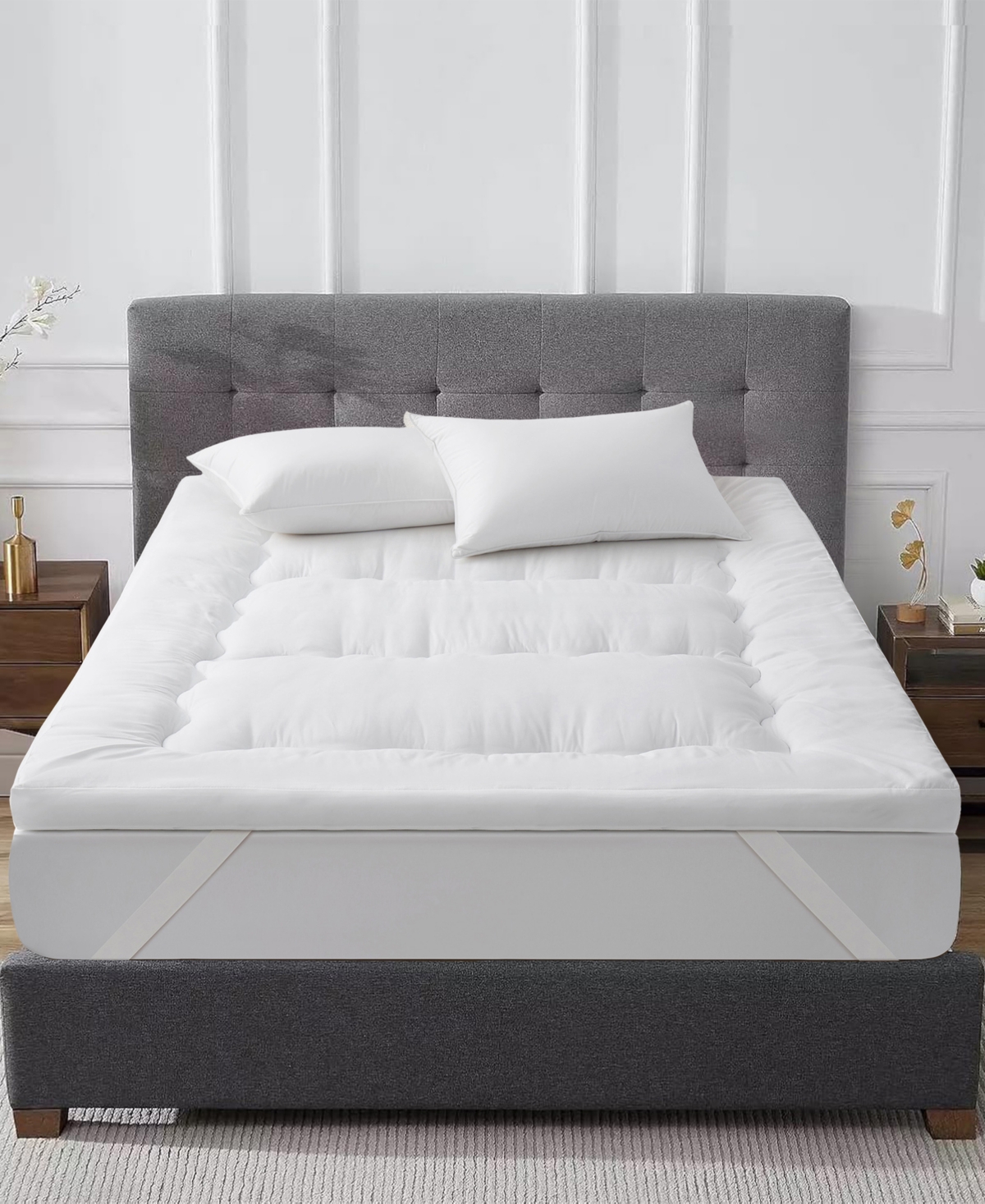 Unikome Wave Quilted Mattress Topper, King In White