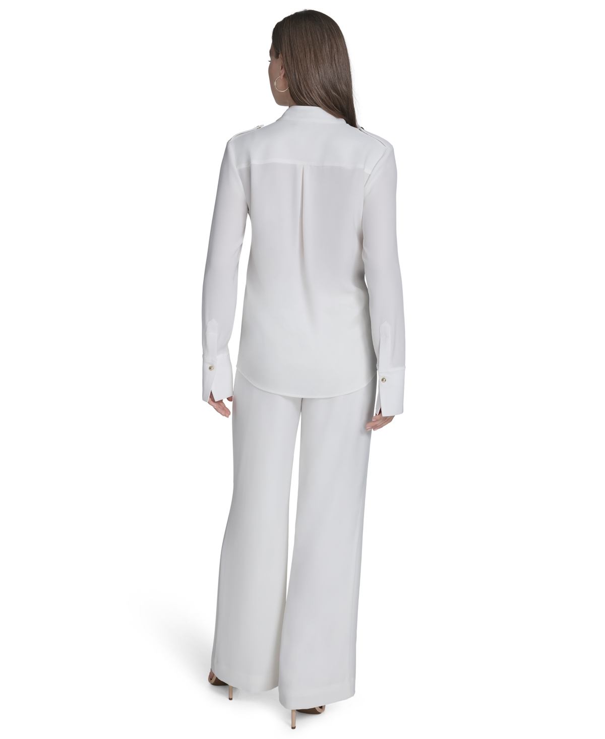 HALSTON WOMEN'S LONG-SLEEVE BUTTON-FRONT SHIRT 