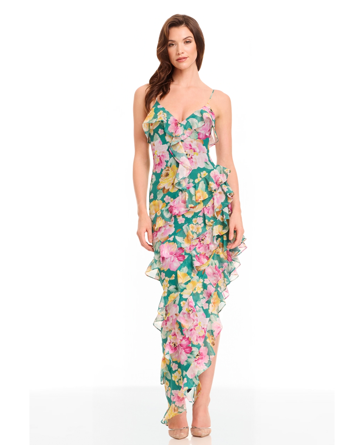 Dress The Population Women's Josefina Printed Ruffle-trim Dress