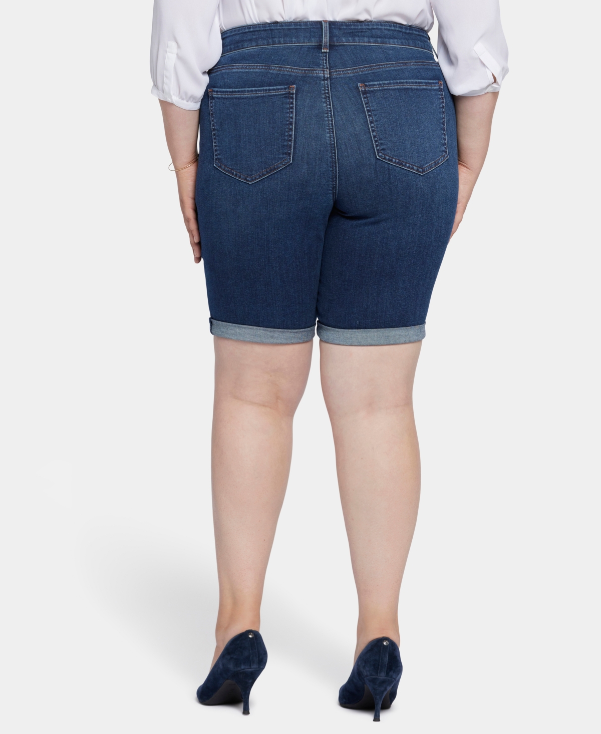 Nydj Plus Size Briella Denim Shorts With Roll Cuffs In Gold Coast