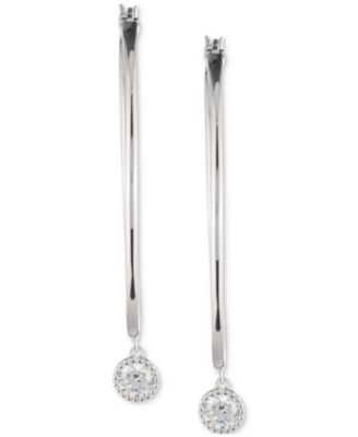 Sterling Silver Cubic Zirconia Charm Hoop Earrings