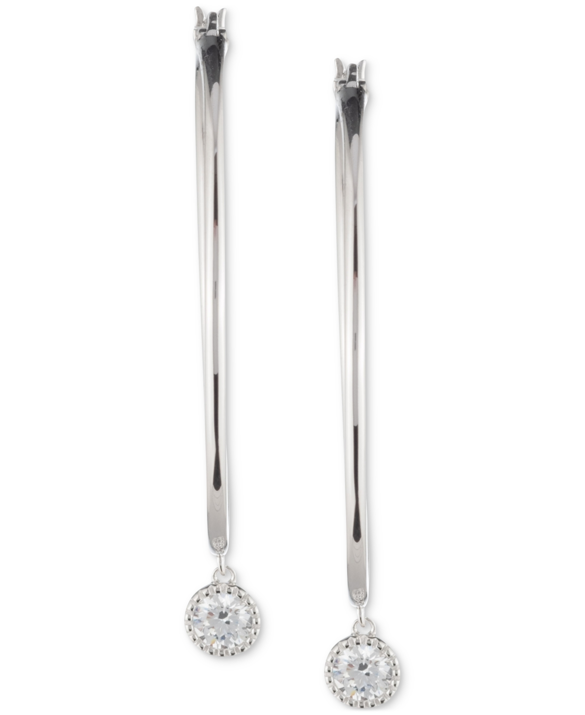 Ralph Lauren Sterling Silver Cubic Zirconia Charm Hoop Earrings