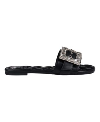 Women's Bianca Rhinestone Buckle Flat Sandals