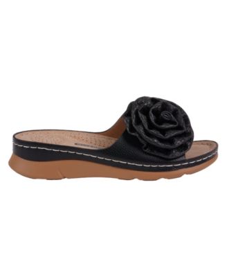 Women's Honey Flower Rosette Flat Sandals