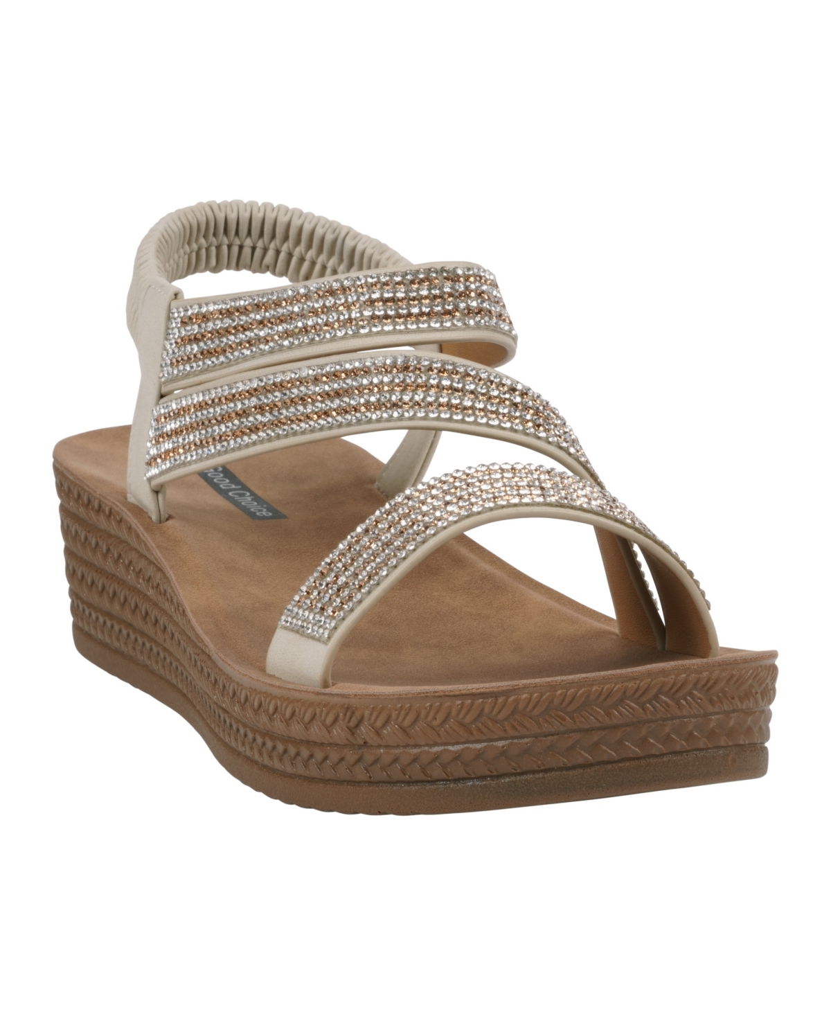 Gc Shoes Women's Ruby Embellished Cross Strap Wedge Sandals In Gold