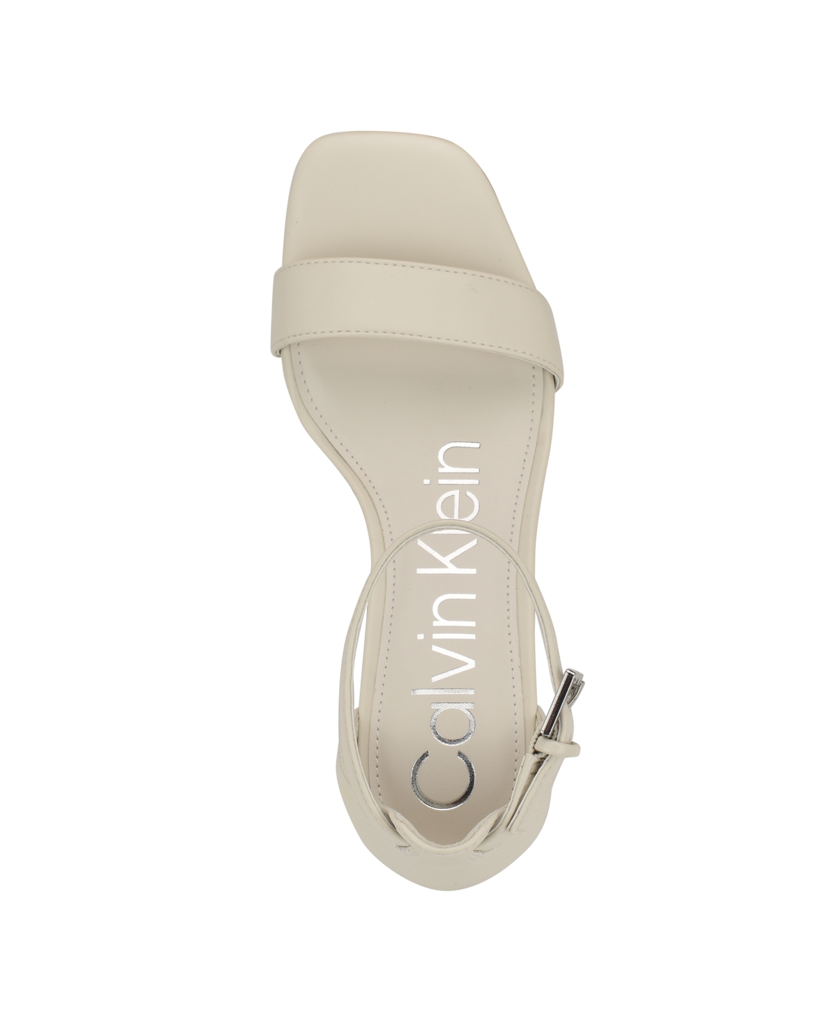 Calvin Klein Marle Womens Ankle Strap Open Toe Block Heel In Ivory