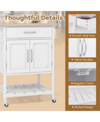 Rolling Kitchen Island Cart with Drawer and Towel Rack
