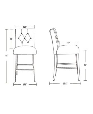 29" Upholstered Linen Fabric Tufted Bar Stool Chair