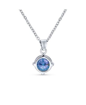 2CTW Black Mystic Rainbow CZ Solitaire Pendant Necklace in Sterling Silver