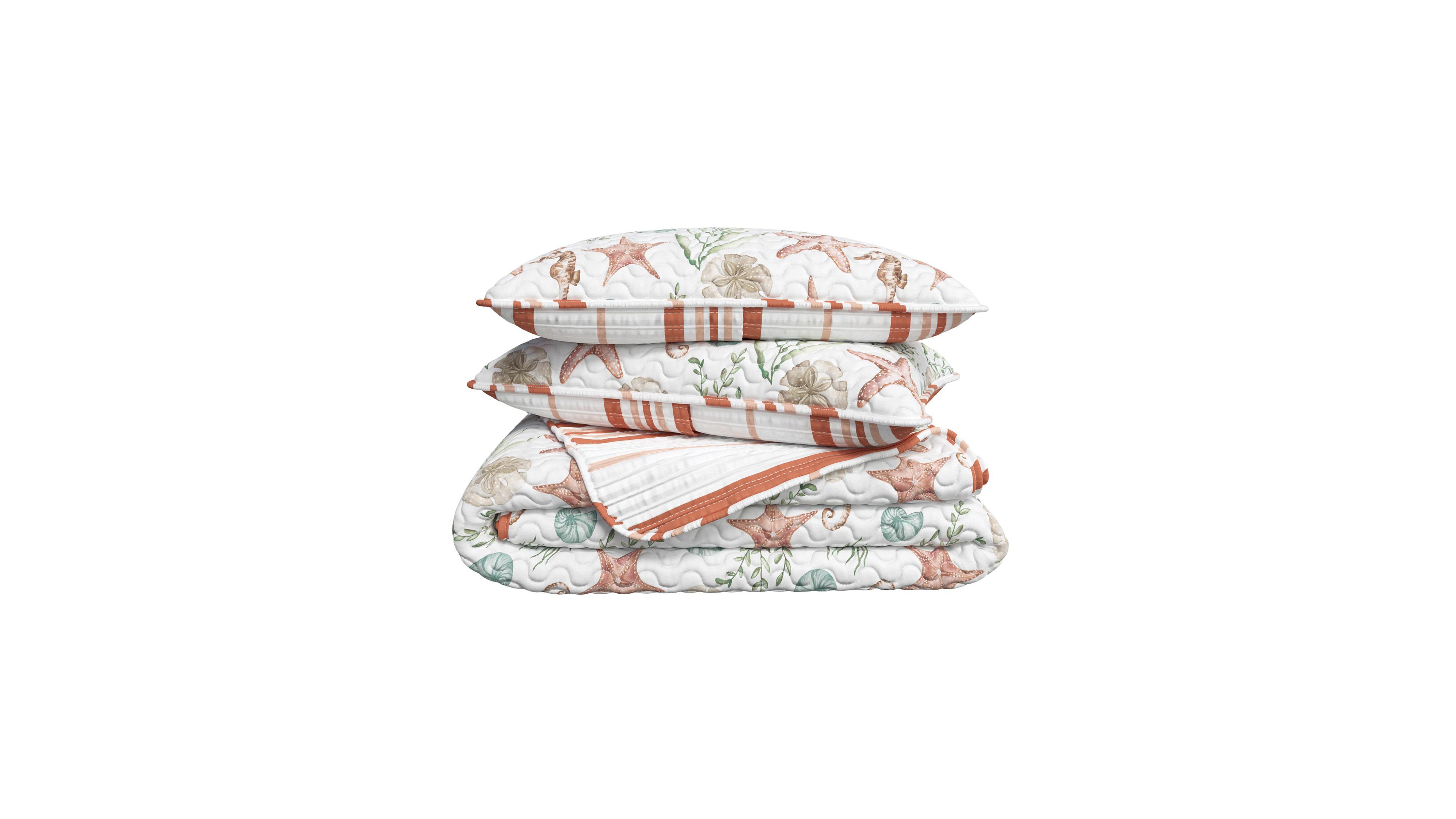 Linery & Co. Watercolor Sea Life Microfiber Quilt Set With Shams
