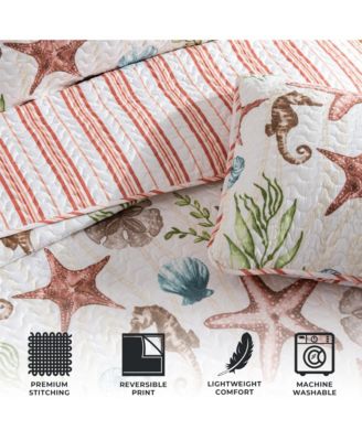 Watercolor Sea Life Microfiber Quilt Set With Shams