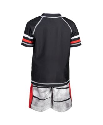 Boys Marvel Spider-Man Captain America Hulk Iron Man Pullover Rash Guard & Swim Trunks Outfit Set to