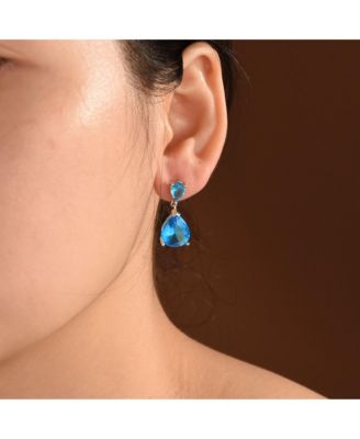 Simple Cubic Zirconia Teardrop Pear Shaped Solitaire CZ Dangle Earrings .925 Sterling Silver