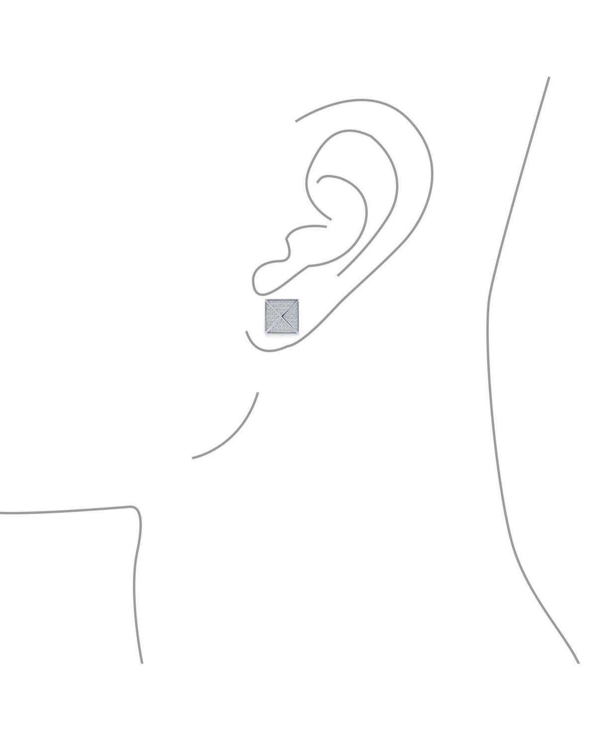 Bling Jewelry Geometric Square Cubic Zirconia Pave Cz Pyramid Stud Earrings .925 Sterling Silver