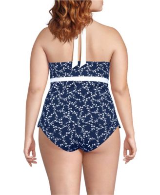 Plus Size V-Neck Halter Tankini Top