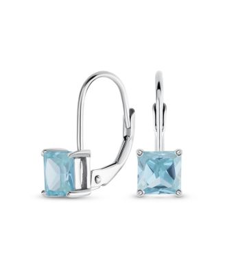 Classic Cubic Zirconia Square Princess Cut Solitaire Square CZ Lever back Earrings Gold Plated .925 Sterling Silver