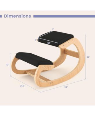 Wooden Rocking Chair with Comfortable Padded Seat Cushion and Knee Support